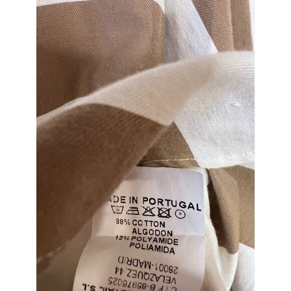 Vilagello Top Size 44 White Beige Stripes Button Accents - Picture 3 of 5